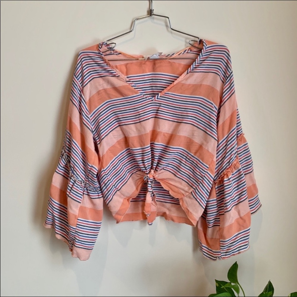 Anthropologie Lavender Fields Front Tie Blouse